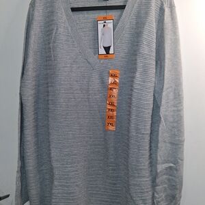 Hilary Radley Women's Heather Gray V-Neck Sweater